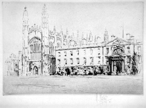 King’s College, Cambridge | William Walcot | Drypoint | Elizabeth harvey-Lee | E H-L 94