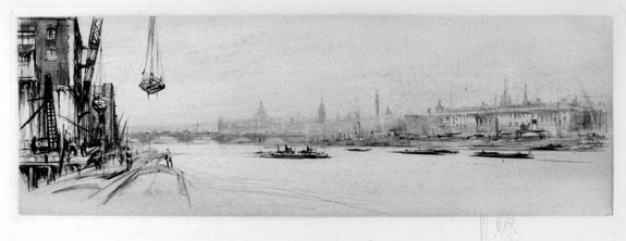 The Thames | William Walcot | Etching & Drypoint | Elizabeth harvey-Lee | E H-L 99