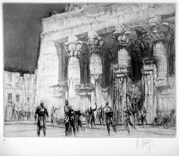 Kom Ombo | William Walcot | Drypoint with Etching & Aquating | Elizabeth harvey-Lee | E H-L 150
