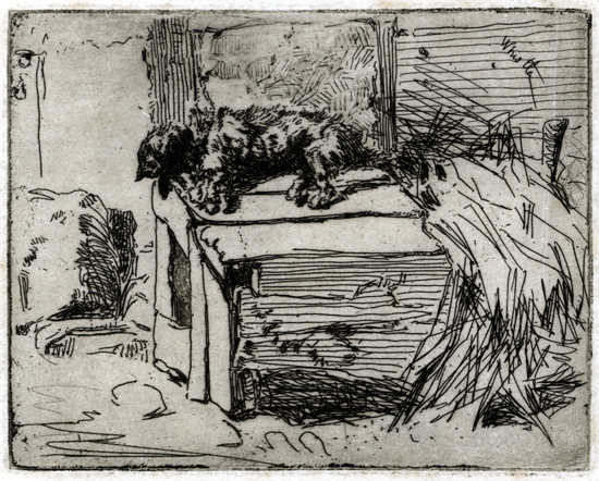 James McNeill Whistler, Dog on a Kennel, 1858. This colour woodcut has been sold