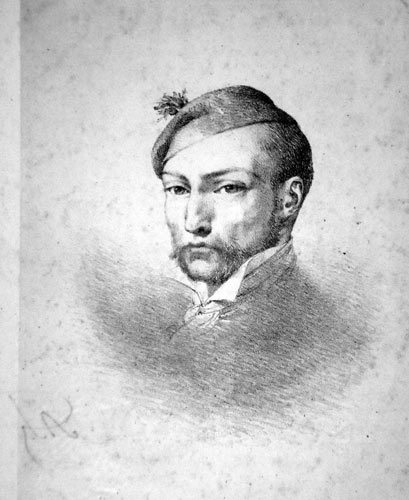 Leon Cogniet, Portrait of the Romantic artist Théodore Géricault. Original lithograph.