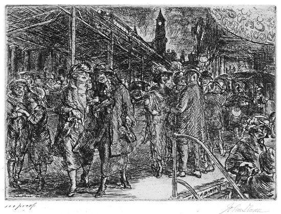 JOHN SLOAN, Pennsylvania 1871 – 1951 New Hampshire. Sixth Avenue, Greenwich Village. This original etching has been sold