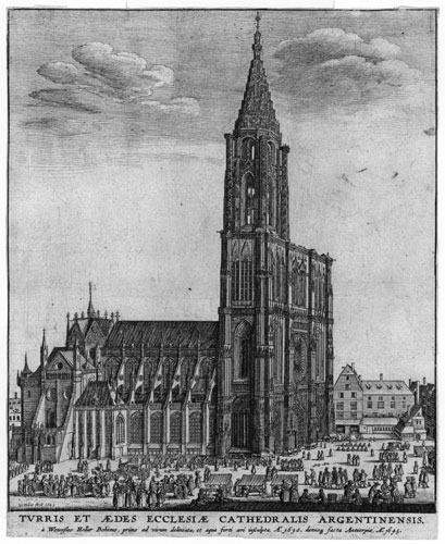 WENCESLAUS HOLLAR (Prague 1607 – 1677 London). Strasbourg Cathedral. This etching is for sale, priced £1000