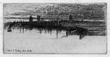 SEYMOUR HADEN, Chelsea 1818 – 1910 Arlesford. Little Calais Pier. Original etching, 1865. For sale: £100