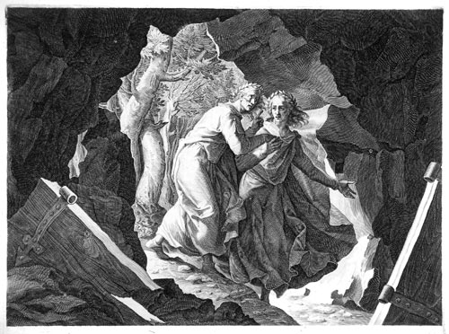 AEGIDIUS SADELER after JACOPO LIGOZZI, Dante and Virgil entering the Underworld