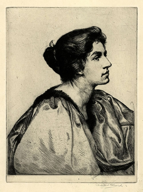 La bella Romana, a portrait of Lady Holroyd, the artist's wife. Original etching and drypoint, 1891.