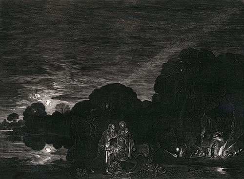 Count HENDRIK GOUDT, The Haghe c1582 – 1648 Utrecht. The Flight in Egypt. Engraving and etching, 1613, after Elsheimer. 