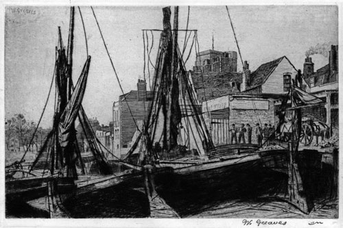 Walter Greaves: Lime Wharf. Original etching
