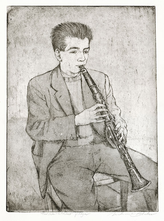 The Works of Michael Blaker | Exhibition by Elizabeth Harvey-Lee | Ted Owen – clarinet player