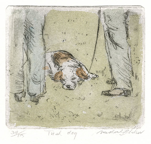The Works of Michael Blaker | Exhibition by Elizabeth Harvey-Lee | Tired dog