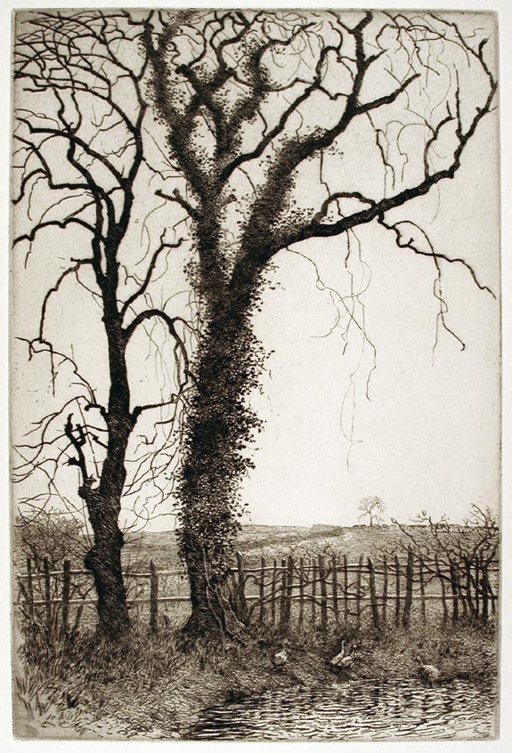 Isabel Codrington, Swimbridge, Devon 1874 – 1943 Minehead, Somerset. A Quiet Evening. Original etching, c1930.