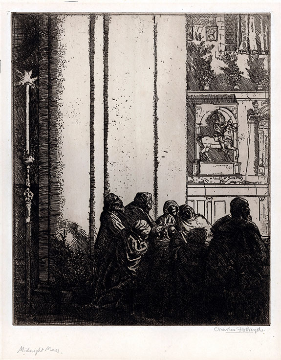 Charles Holroyd, Midnight Service, Venice. Original etching, 1897-98.