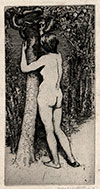 Charles Holroyd, Eve and the Serpent.  Original etching on zinc, 1899. 