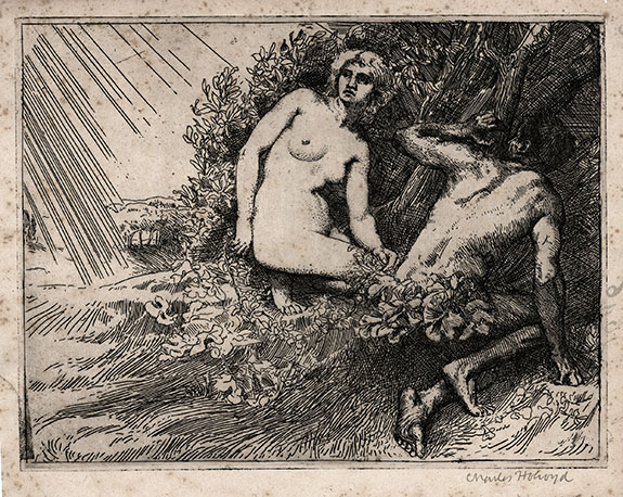 Charles Holroyd, Mistress Katharine Mary Gray Woodthorpe.  “Adam and his wife hid themselves”.  Original etching, 1898-99