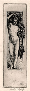 Charles Holroyd, Mistress Katharine Mary Gray Woodthorpe. A Roman Fountain.  Original etching, 1892.  