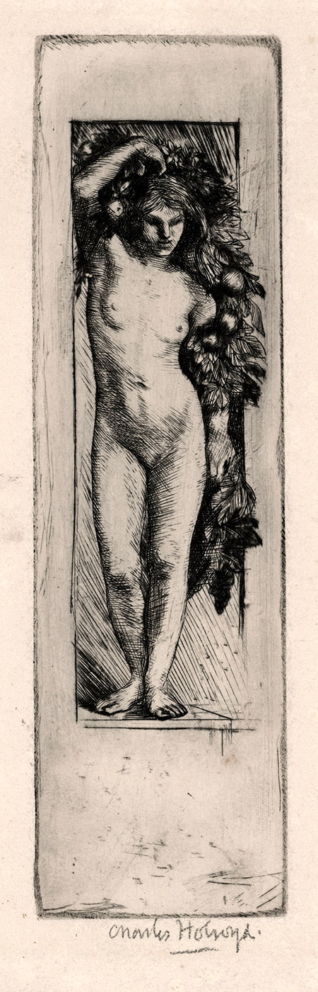 Charles Holroyd,  Nymph or Pomona. Original engraving/drypoint, 1894-95. 