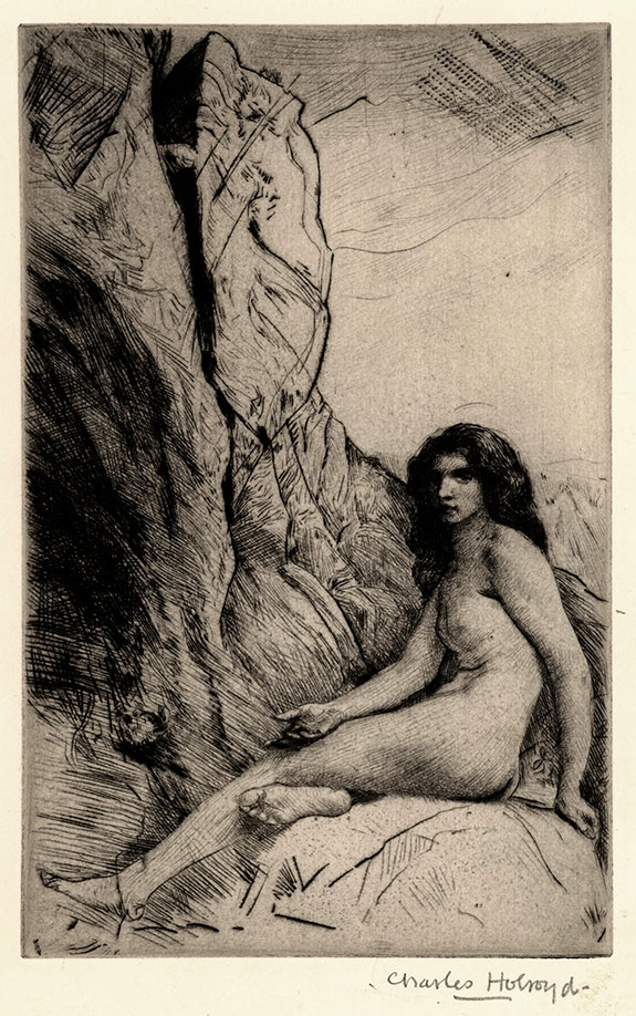 Charles Holroyd. The Cave Dweller.  Original drypoint, 1909. 
