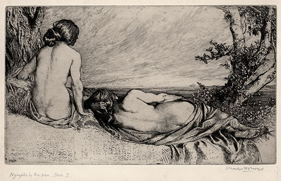 Charles Holroyd. Nymphs by the Sea.  Original etching, 1904-05. 
