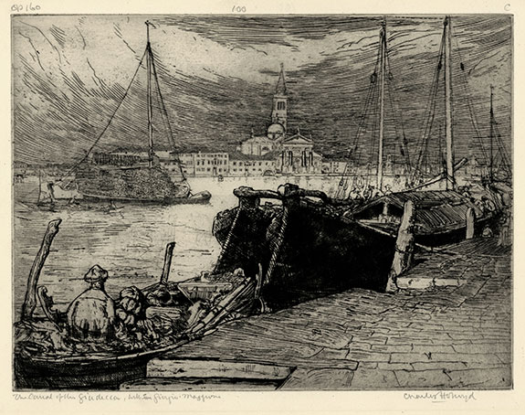 Charles Holroyd. Canal of the Giudecca , with San Giorgio Maggiore. Original etching, 1901-02.  