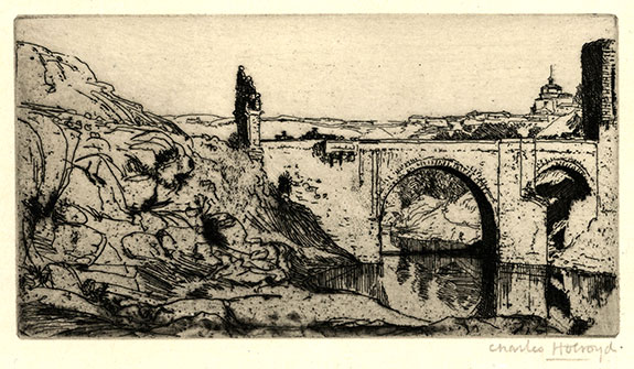 Charles Holroyd, Alcantara Bridge, Toledo. Original etching, 1906.
