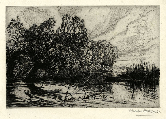 Charles Holroyd, A Thames Backwater near Laleham. Original etching, 1904. 