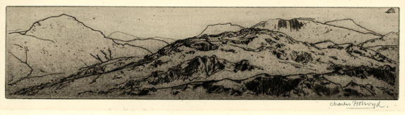 Charles Holroyd, View from the top of Glaramara. Original etching, 1907. 
