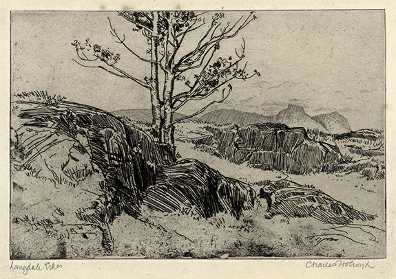 Charles Holroyd, Langdale Pikes. Original etching, 1905-06. 
