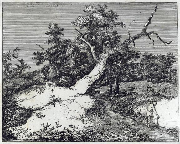 The Norwich School of Artists. John Crome, Norwich 1768 – 1821 Norwich. Road by a Blasted Oak. Original etching, 1813. 