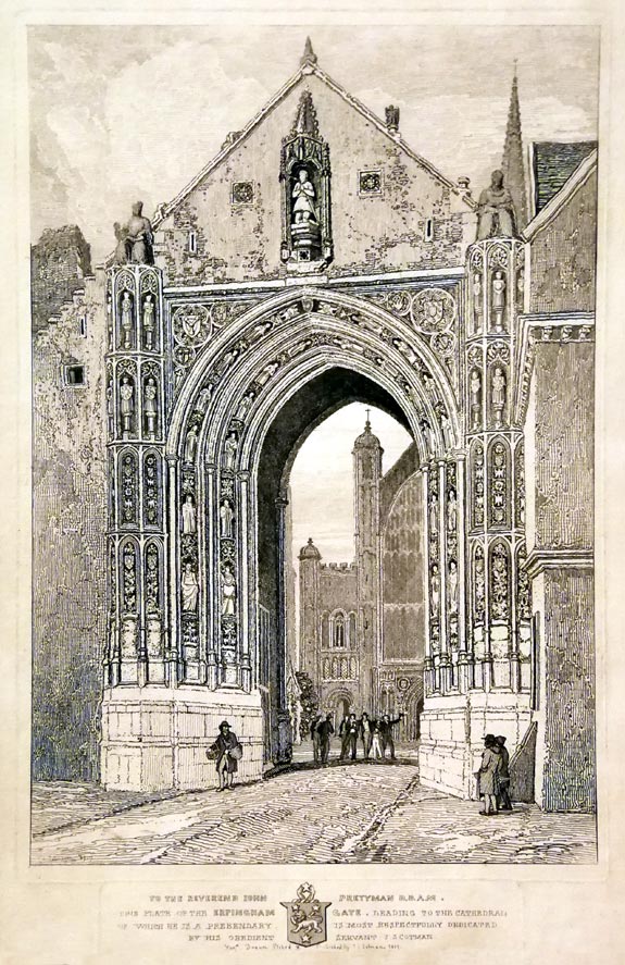 The Norwich School of Artists. John Sell Cotman, Norwich 1782 – 1842 London. South Gate Yarmouth. Original etching, 1812.