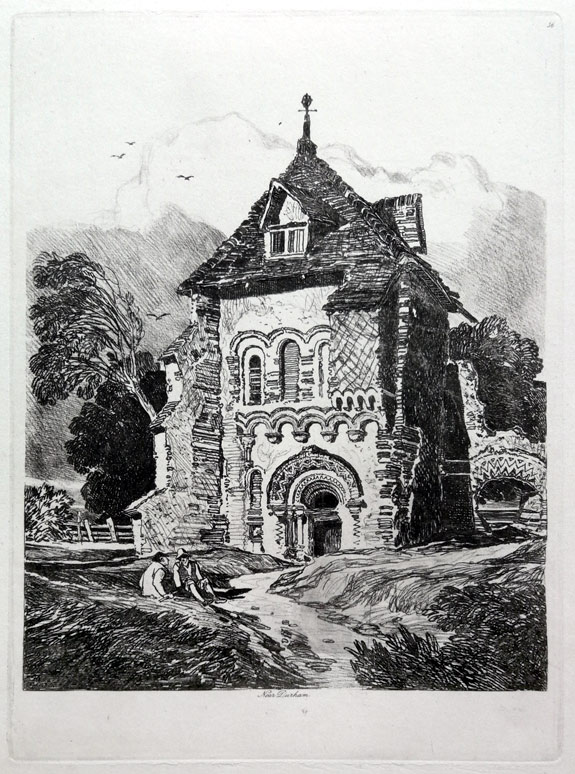 The Norwich School of Artists. John Sell Cotman, Norwich 1782 – 1842 London. Caernarvon Castle. Original soft-ground etching, c.1817. 