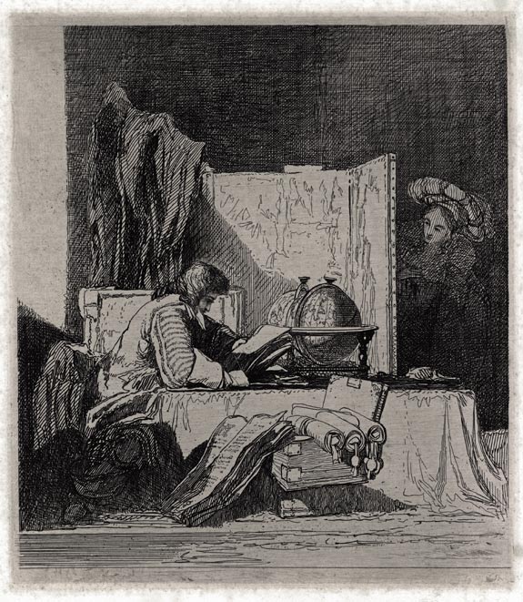 The Norwich School of Artists. John Sell Cotman, Norwich 1782 – 1842 London. The Student. Original etching, c.1820-40. 