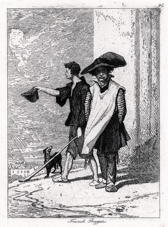 The Norwich School of Artists. John Sell Cotman, Norwich 1782 – 1842 London. French Beggars. Original etching, c.1820-22. 