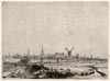The Norwich School of Artists. Cecilia Lucy Brightwell. Thorpe St Andrew, near Norwich 1811 – 1875 Norwich. View of Amsterdam from the North West. Original etching.