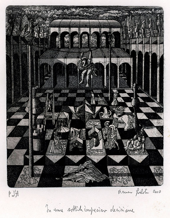 BRUNO GORLATO A.R.E., Born Padua 1940. In una sottile imprecise decisione. Original etching, 2010.