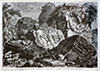 Gianbattista Piranesi, Mozano di Mestre, Venice 1720 – 1778 Rome. Ara Antica sopra la quale si facevano anticamente i sagrifizi, con altri ruine all’intorno. Original etching, c1747.