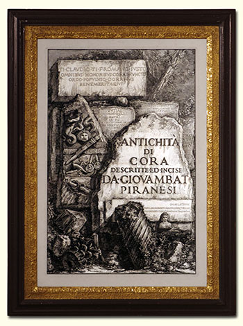 Gianbattista Piranesi, Mozano di Mestre, Venice 1720 – 1778 Rome. Title to Antichità di Cora Descritte ed Incise da Giovambat Piranesi. Original etching, 1764.