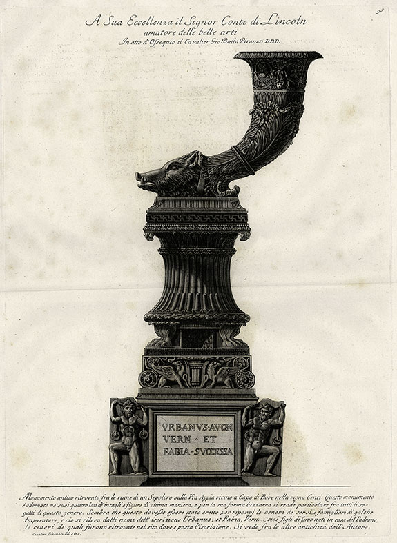 Gianbattista Piranesi, Mozano di Mestre, Venice 1720 – 1778 Rome. Funerary Monument of a Boar’s headed Rhyton 