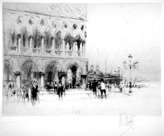 The Doge's palace, Venice | William Walcot | Etching & Drypoint | Elizabeth harvey-Lee | E H-L 90