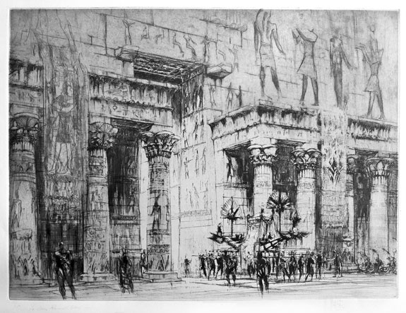 The Temple of Edfu. 1928 | William Walcot | Drypoint with Etching & Aquating | Elizabeth harvey-Lee | E H-L 153