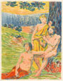 HYPPOLYTE PETITJEAN, Mâcon 1854 – 1929 Paris. Arcadian Composition. This original colour lithograph is for sale.