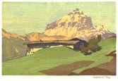 ENGELBERT LAP, Graz, Austria 1886 – 1970 Innsbruck. Tyrolean Farmhouse. This original woodcut is for sale, priced £300