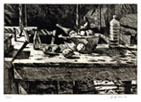 JEFF CLARKE R.E., Born Brighton 1935. Knossos Table. This original etching is for sale, priced £300