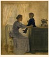 PETER ILSTED, Falster 1861 – 1933 Copenhagen. Mother and Child. Colour mezzotint, 1914.