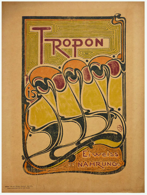 HENRY VAN DE VELDE, Antwerp 1863 – 1957 Zurich. Tropon. Original four colour lithograph, 1898. This lithograph is sold