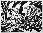 LUDWIG VON HOFMANN, Darmstadt 1861 – 1945 Pilnitz. Reiter Rider. Original woodcut, 1920. 