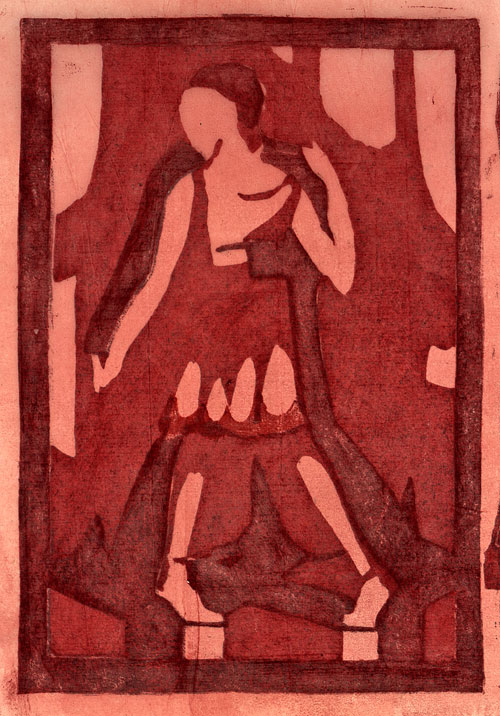 DIANA DREW, 1912 – 1976. Foxtrot. Original colour linocut. 