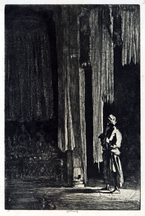 ERNEST STEPHEN LUMSDEN, London 1883 – 1948 Edinburgh. The Acolyte. Original drypoint and etching, 1920.