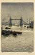 HANS FIGURA, Nagy Kikinda 1898 – 1978 Vienna. Tower Bridge. Original colour aquatint.