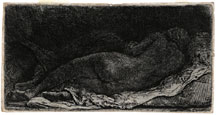 REMBRANDT HARMENSZ VAN RIJN, Leyden 1606 – 1669 Amsterdam. Reclining Nude sleeping. Original etching, 1658. This print has been sold