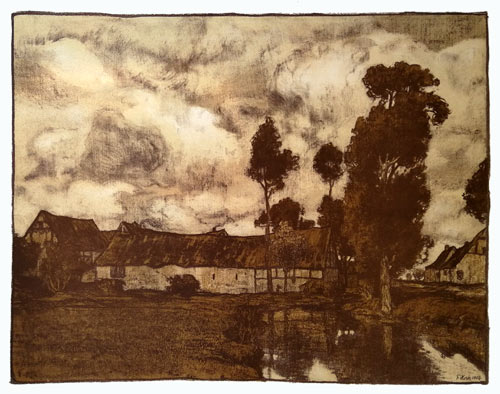 FRANZ XAVER HOCH, Freiburg 1869 – 1916 Châtas, France. Eifeldorf Village in The Eifel. Lithograph, 1903.